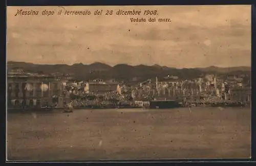 AK Messina, Messina dopo il terremoto 1908, Veduta dal mare