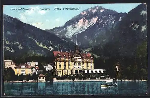 AK Vitznau /Vierwaldstättersee, Hotel Vitznauerhof am Seeufer