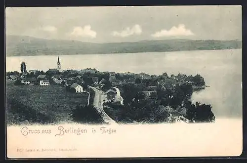 AK Berlingen in Turgau, Ortsansicht mit Blick auf den See