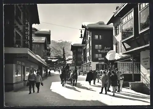 AK Zermatt, Hotel Walliserhof in der Dorfstrasse