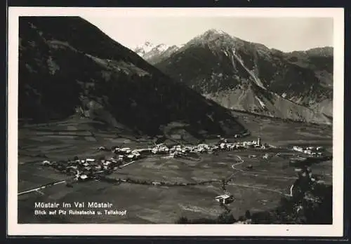 AK Müstair /Val Müstair, Blick auf Piz Ruinatsche und Tellakopf