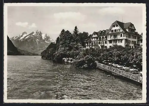 AK Hertenstein /Vierwaldstättersee, Hotel am Seeufer, Bes. K. v. Jahn