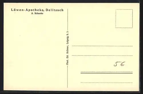 AK Delitzsch, Löwen-Apotheke A. Schunke, Innenansicht mit Tresen