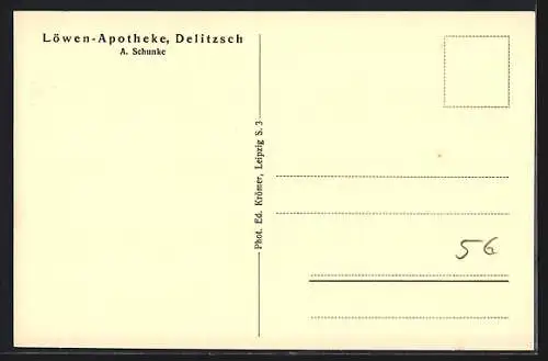 AK Delitzsch, Löwen-Apotheke A. Schunke, Innenansicht, Tresen, Arzneien