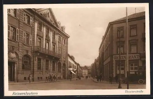 AK Kaiserslautern, Theaterstrasse, Kreuzung mit Restaurant