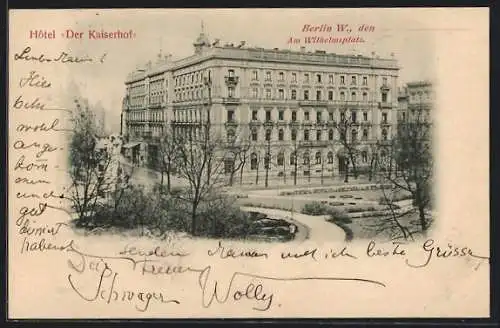 AK Berlin, Hotel Der Kaiserhof mit Wilhelmsplatz aus der Vogelschau