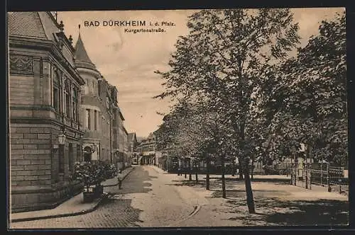 AK Bad Dürkheim /Pfalz, Kurgartenstrasse mit Pfälzischer Bank