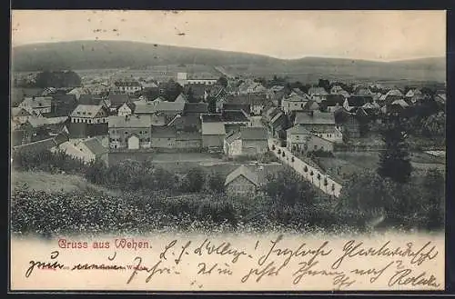 AK Wehen, Gesamtansicht mit Strasse u. Bergpanorama aus der Vogelschau