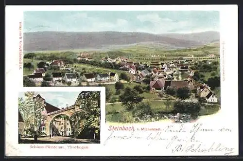 AK Steinbach /Michelstadt, Schloss Fürstenau, Torbogen, Gesamtansicht aus der Vogelschau