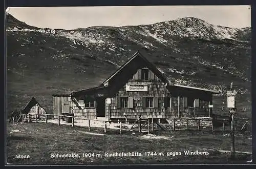 AK Rinnhoferhütte, Schneealpe, Berghütte gegen den Windberg