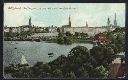 AK Hamburg-Neustadt, Alsterpanorama mit Lombardsbrücke