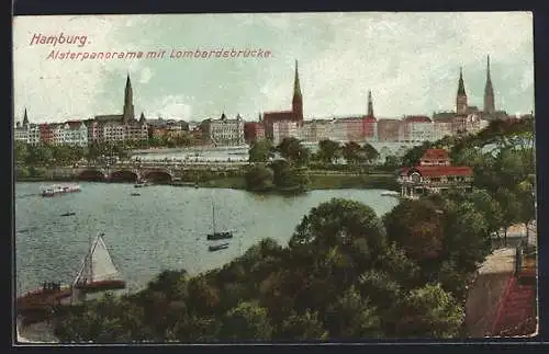 AK Hamburg-Neustadt, Alsterpanorama mit Lombardsbrücke