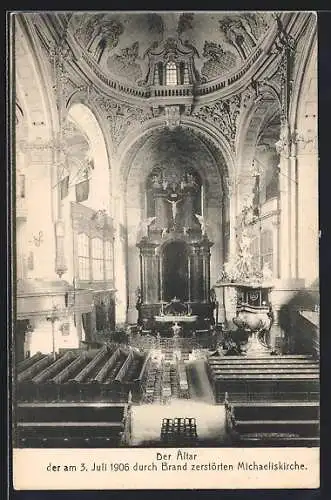 AK Hamburg-Neustadt, Der Altar der durch Brand zerstörten Michaeliskirche