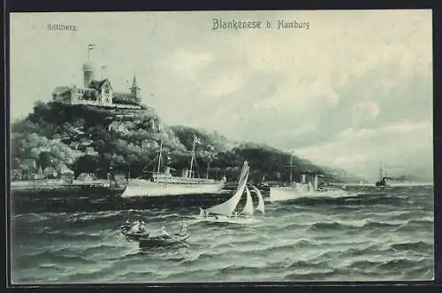 AK Blankenese b. Hamburg, Süllberg mit Dampfern