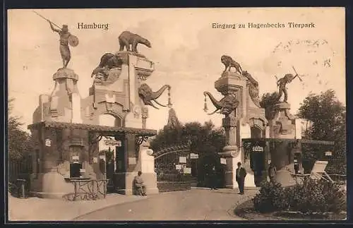 AK Hamburg-Stellingen, Carl Hagenbeck`s Tierpark, Portal