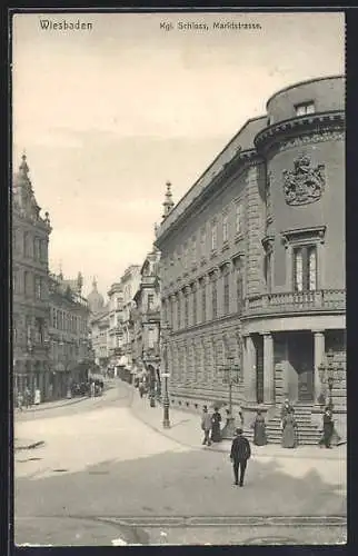 AK Wiesbaden, Königliches Schloss in der Marktstrasse