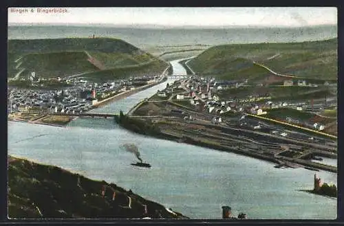 AK Bingen / Rhein, Ansicht mit Bingerbrück und Rhein