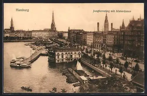 AK Hamburg, Jungfernstieg mit Alsterdamm