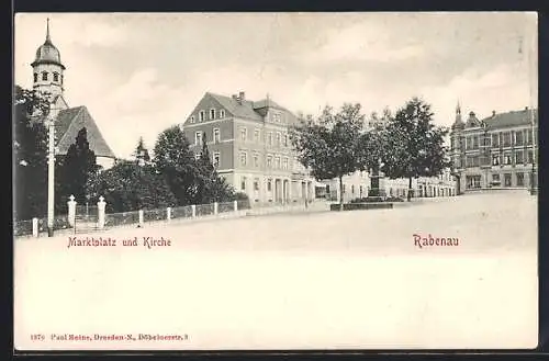 AK Rabenau / Sachsen, Marktplatz und Kirche