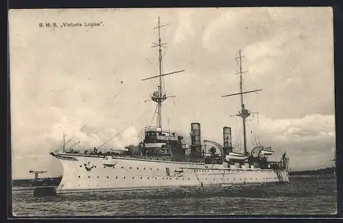 AK Kriegsschiff S. M. S. Victoria Louise vor Anker liegend