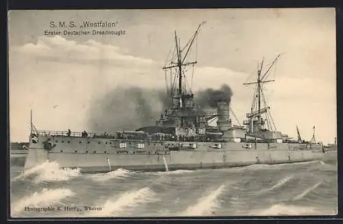 AK Kriegsschiff SMS Westfalen, Erster Deutscher Dreadnought