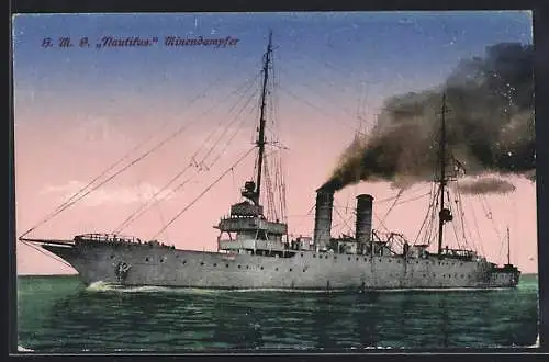 AK S. M. S. Minendampfer Nautilus in Fahrt