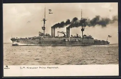 AK S. M. Kreuzer Prinz Heinrich in voller Fahrt