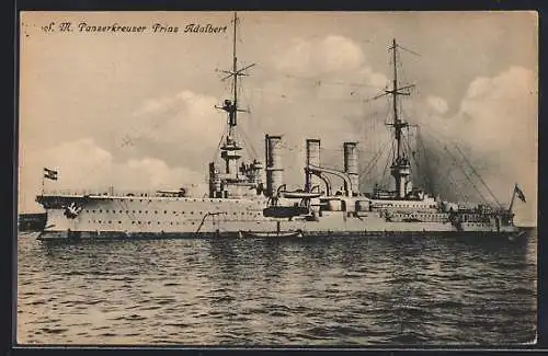 AK SM Panzerkreuzer Prinz Adalbert liegt vor Anker