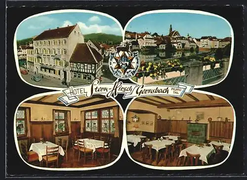 AK Gernsbach, Hotel Stern-Hirsch, Ortsansicht