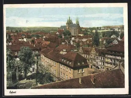 AK Erfurt, Ortsansicht mit Dom aus der Vogelschau