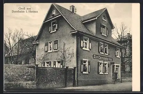 AK Dornheim i. Hessen, Partie am Gasthaus zum Darmstädter Hof v. Ludwig Petermann