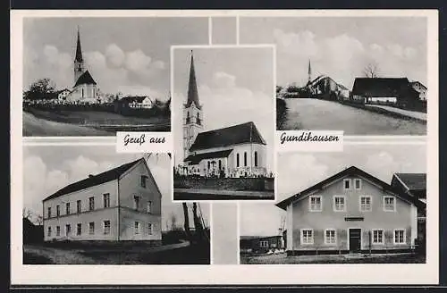 AK Gundihausen, Ortsansicht, Kirche