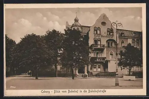 AK Coburg, Blick vom Bahnhof in die Bahnhofstrasse