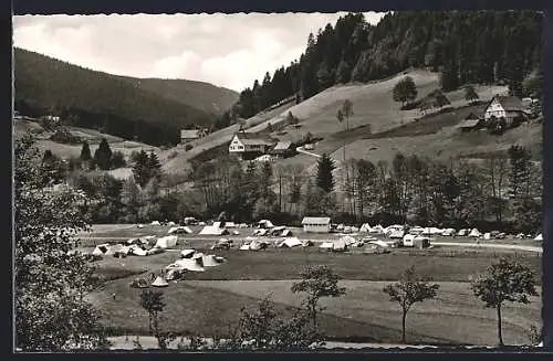 AK Baiersbronn-Obertal, Tannenfels, Campingplatz K. Ebner aus der Vogelschau