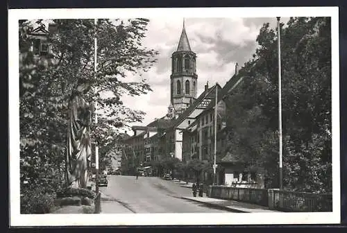 AK Rottweil am Neckar, Hochbrückentorstrasse mit Kapellenturm