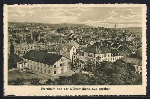 AK Pforzheim, Totalansicht von der Wilhelmshöhe aus