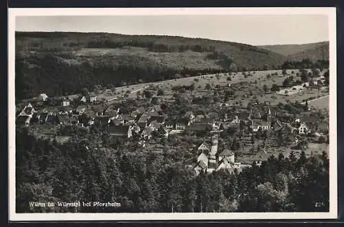 AK Würm / Pforzheim, Gesamtansicht aus der Vogelschau