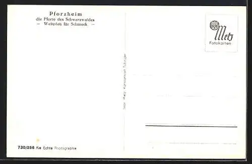 AK Pforzheim, Nagoldpartie mit Stadtkirche