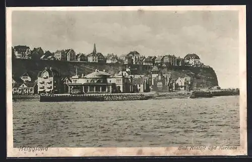 AK Helgoland, Blick auf die Biol. Anstalt und das Kurhaus vom Meer aus