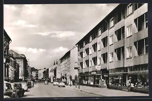 AK Kaiserslautern, Eisenbahnstrasse mit Geschäften