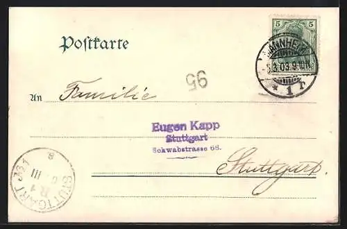 AK Mannheim, Ortsansicht aus der Vogelschau