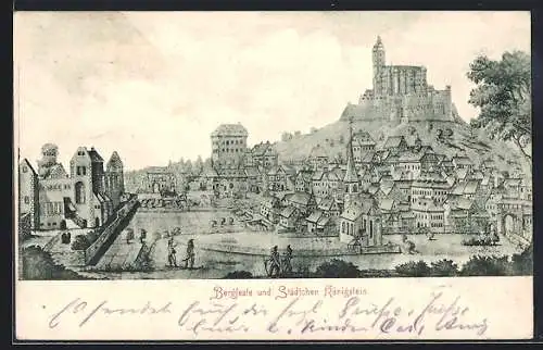 Künstler-AK Königstein / Taunus, Bergfeste und Städtchen