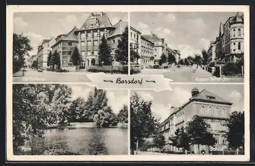 AK Borsdorf / Parthe, August-Bebel-Strasse, Schule