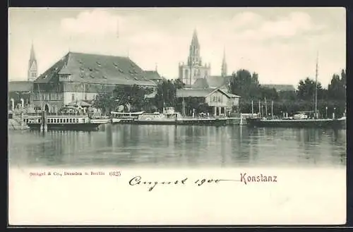 AK Konstanz, Uferpartie mit Kirche