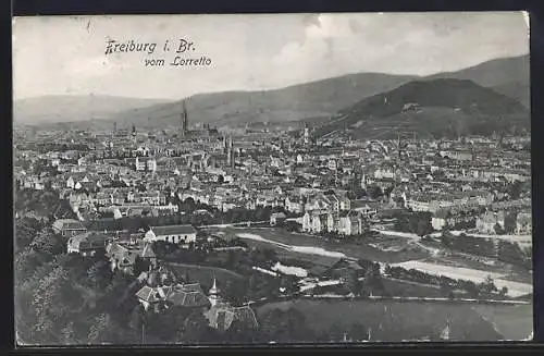 AK Freiburg i. Br., Teilansicht mit Kirche vom Lorretto