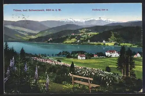 AK Titisee /Bad. Schwarzwald, Wolfs Hotel Titisee mit Feldberg