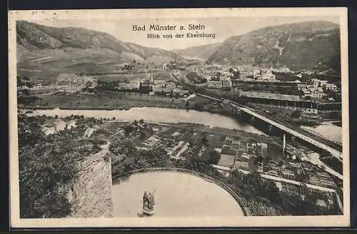 AK Bad Münster a. Stein, Blick von der Ebernburg auf den Ort