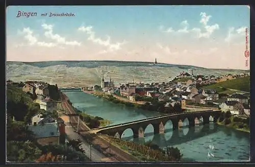 AK Bingen / Rhein, Teilansicht mit Drususbrücke