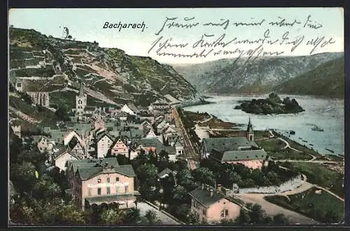 AK Bacharach, Teilansicht mit Hotel Herbrecht