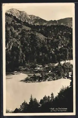 AK Bad Reichenhall, Cafe am Saalachsee mit Umgebung aus der Vogelschau